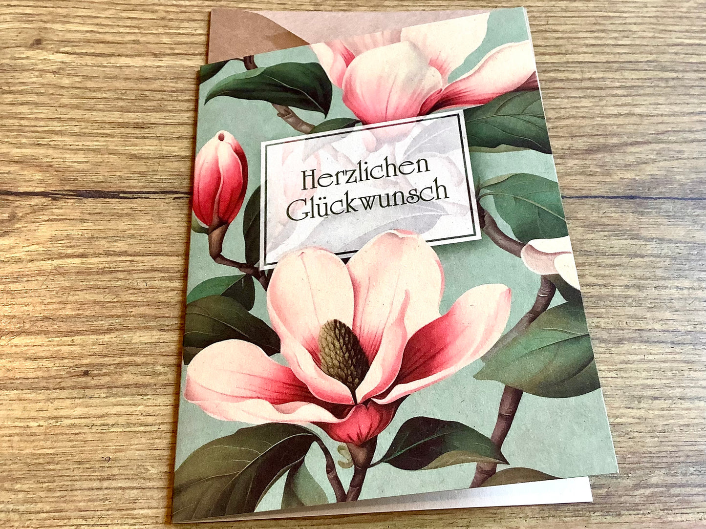 Briefkarte 10x14 Herzlichen Glückwunsch (Magnolien)