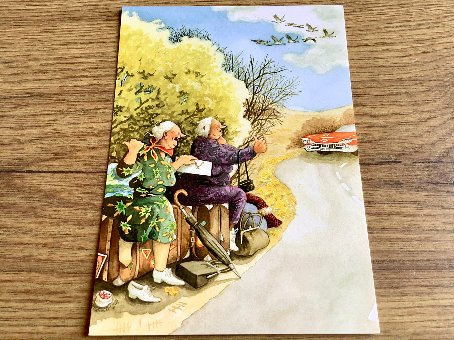 Postkarte Löök Frauen fahren per Anhalter