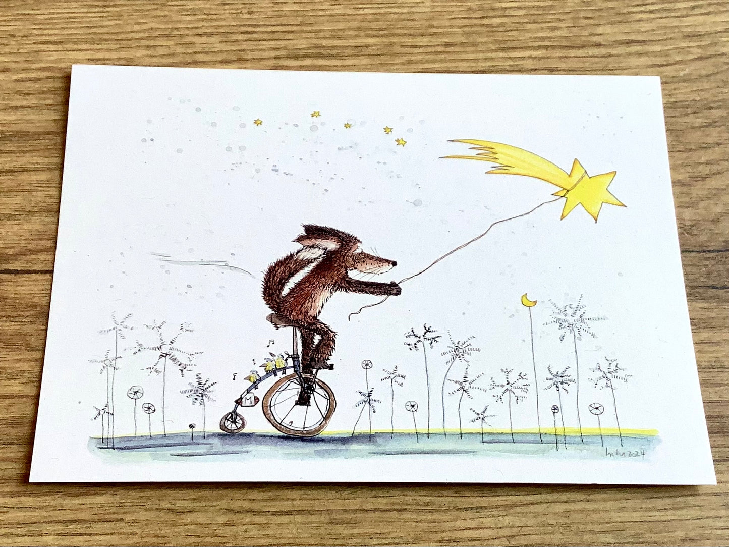 Postkarte Fuchs fängt Sternschnuppe (Inka Erichsen)