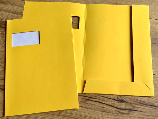 Pressemappen 10 Angebotsmappen m. Fenster. gelb