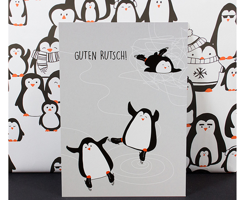 Postkarte Guten Rutsch Bow&Hummingbird