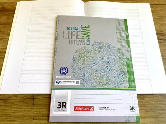 Schulheft A4 Lin.3R mit Rand Brunnen RC