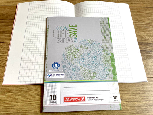 Schulheft A5 Lin.10 kariert mit Rand Brunnen Eco RC