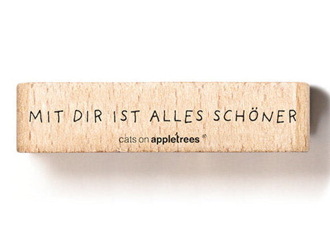 Stempel "Mit Dir ist alles schöner" (Cats on apple.)