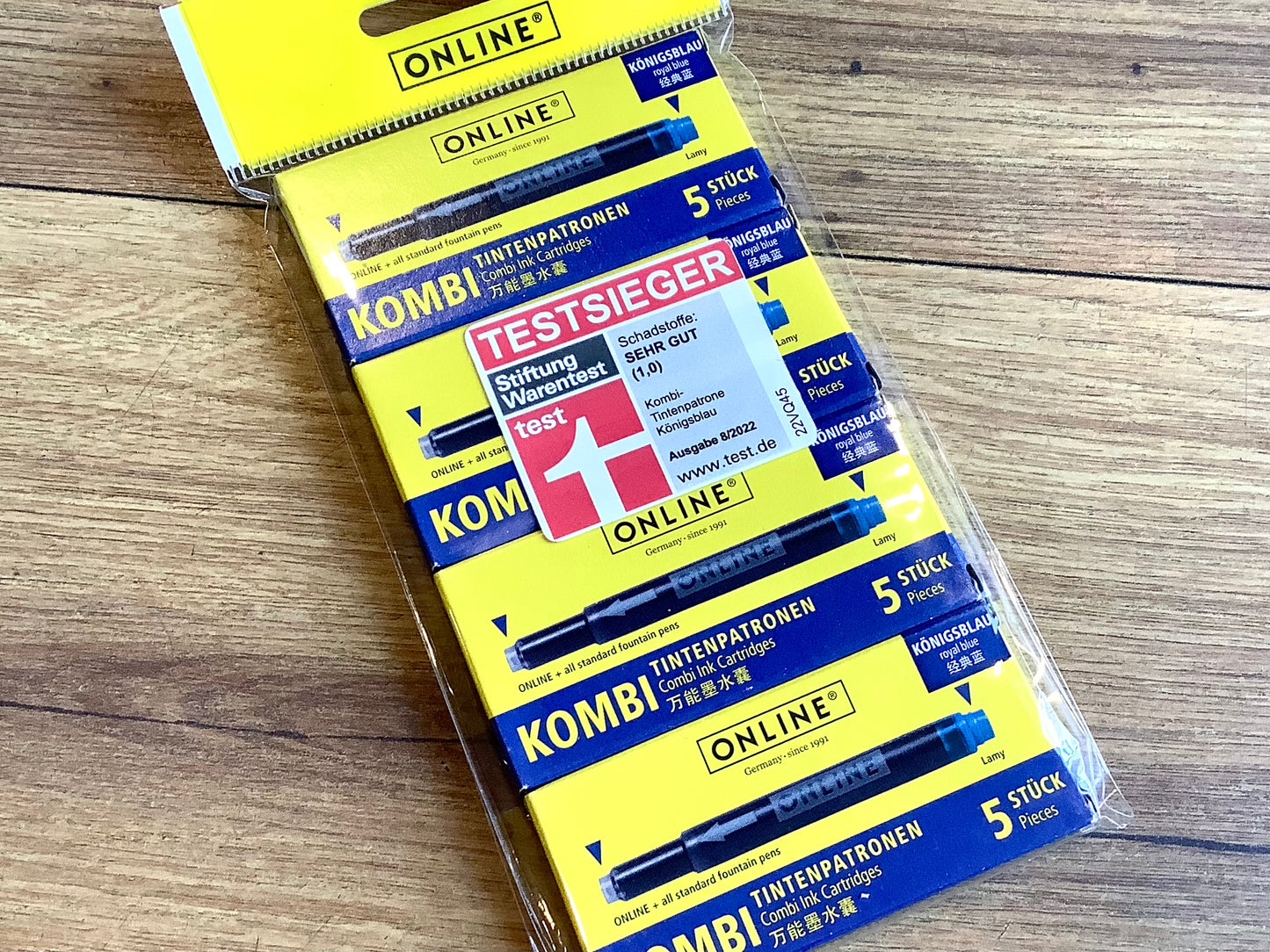 Packung mit 4x5 Tintenpatronen blau von online