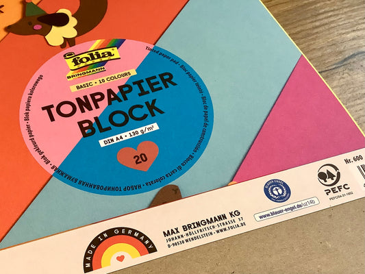 Tonpapierblock A4 10 Farben 130g/m² 20Bl. folia