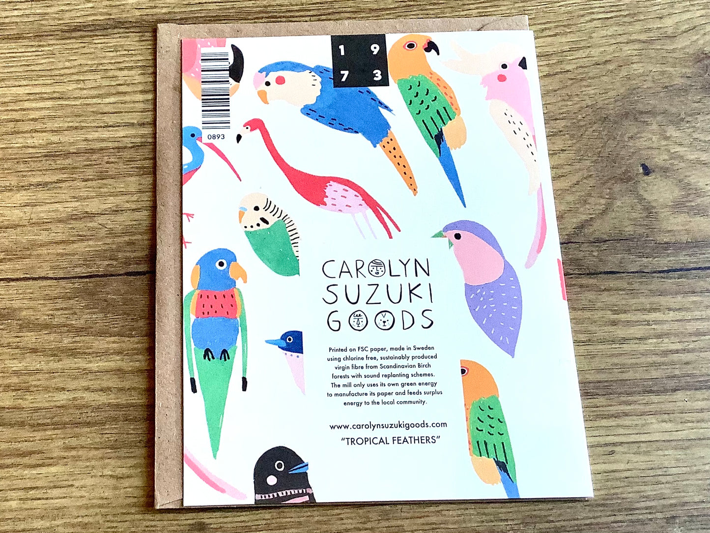 Grußkarte Happy Birthday Tropical Feathers (Carolyn Suzuki, 1973)