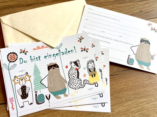 Einladungskarten Geburtstag Wildlife Set