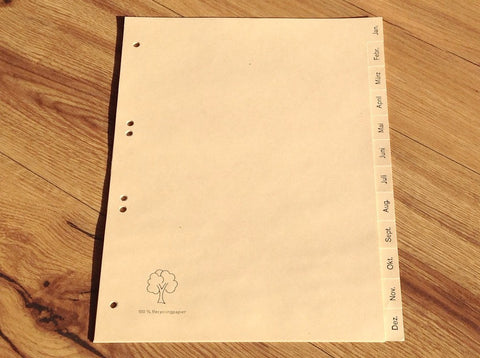 Register Jan-Dez A4 Tauenpapier 12-teilig - Polly Paper