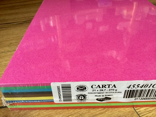 Fotokarton A4 100Bl 10Farben 270g