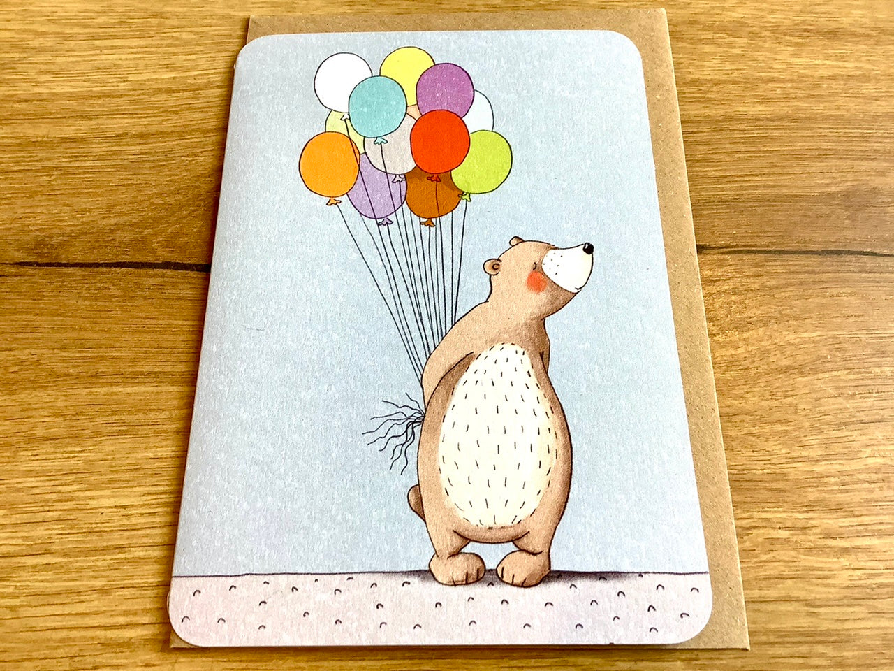 Briefkarte Bär Ballons Geburtstag (Gutrath)