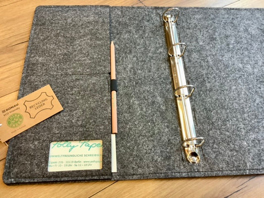 Ringmappe Recyclingleder A4 braun 4-Ring (Donau)