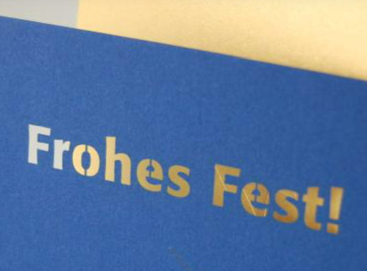 Briefkarte Frohes Fest blau-gold (Kettcards)