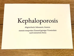 Postkarte "Kephaloporosis" Wortschatzkarte