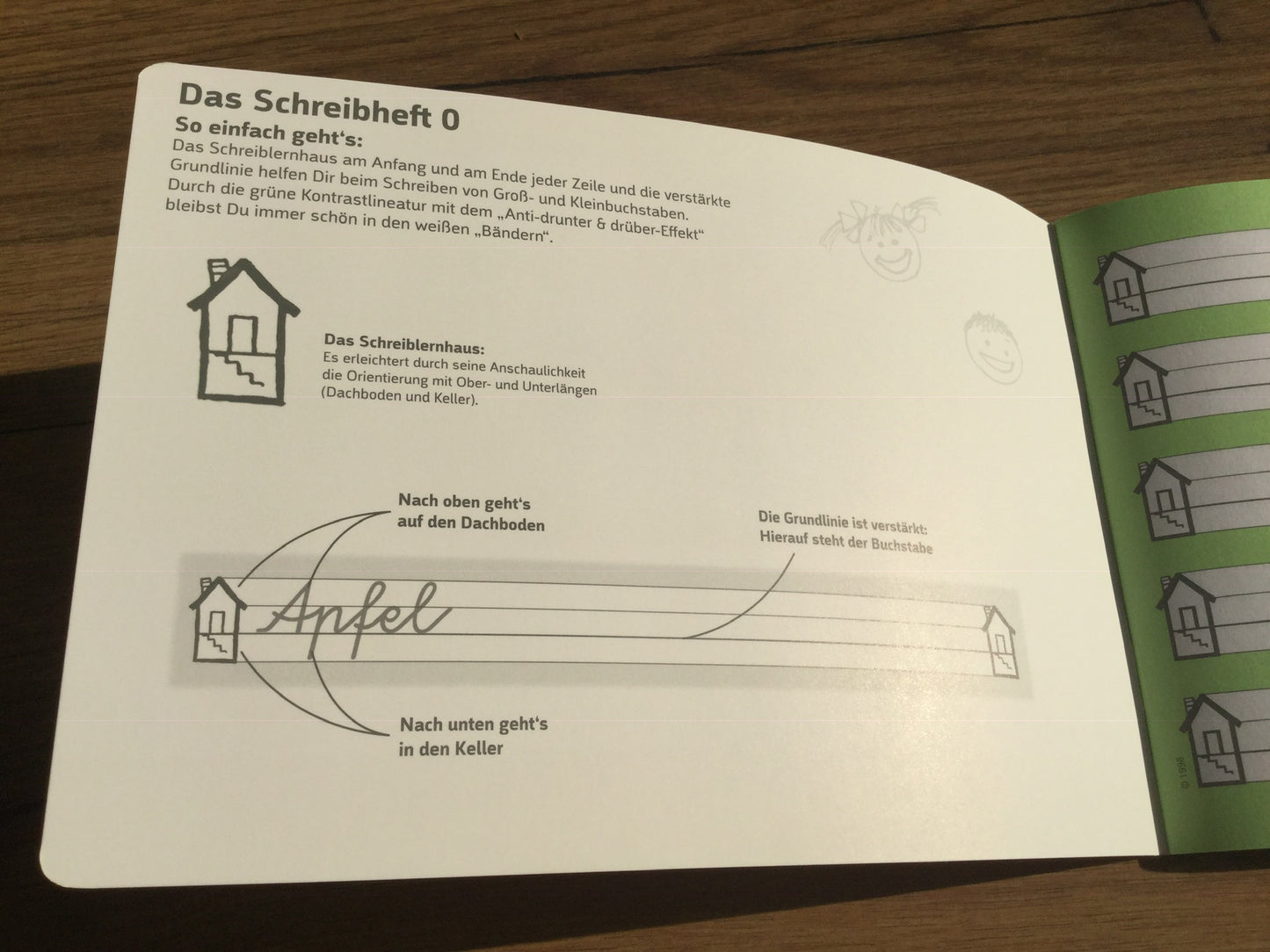 Schulheft A5 quer Lin. 0 Schreiblernheft Häuschen