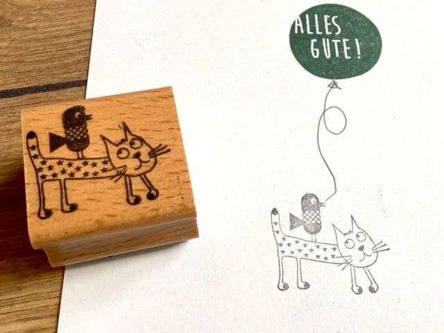 Stempel Vogel + Kater Leo 3x3cm (Bordschätze)