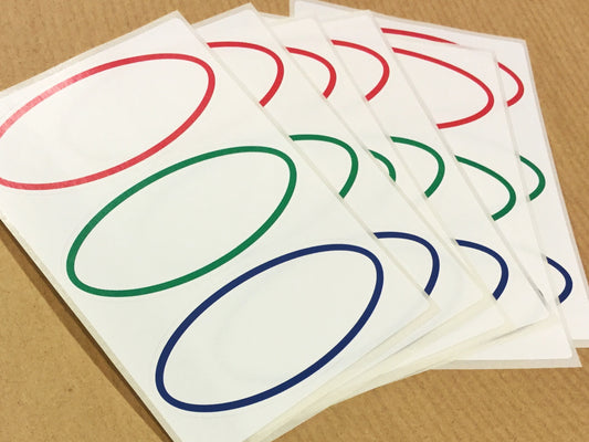 Etiketten Buchschild oval blau/rot