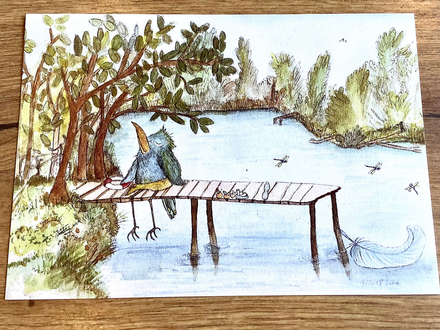 Postkarte Vogel mit Rettungsring (Inka Erichsen) - Polly Paper - Umweltfreundliche Schreibwaren