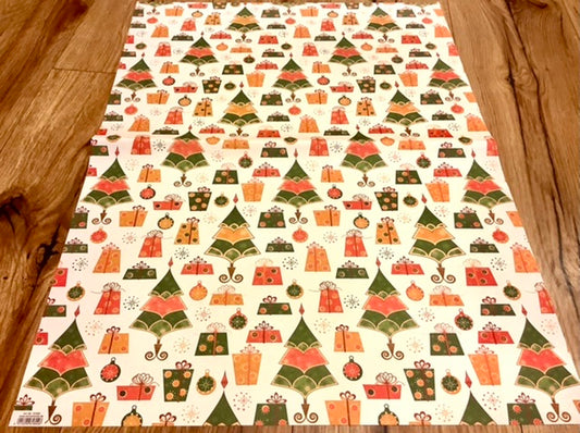 Geschenkpapier 2 Bogen Weihnachtsbäume