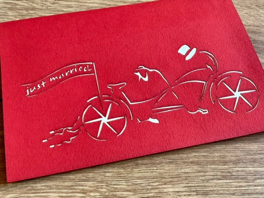 3D-Karte Hochzeit Tandem Pop-up