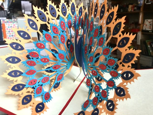 3D-Karte Pfau 15x15 Pop-up