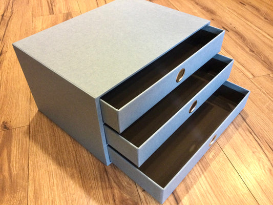 Schubladenbox 3er A4 Denim SOHO Rössler