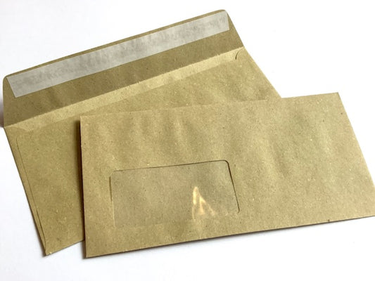 Graspapier DIN lang Kuvert mit Fenster°