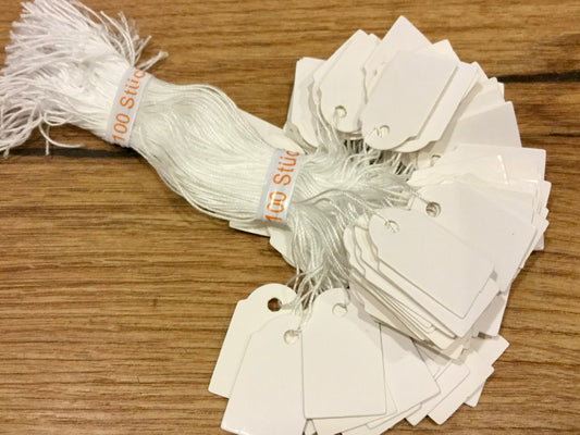 Hängeetiketten mini 100St. Preisschildchen mit Faden 1,5x2cm