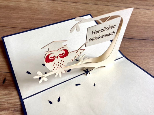 3D-Karte Glückwunsch-Uhu Eule