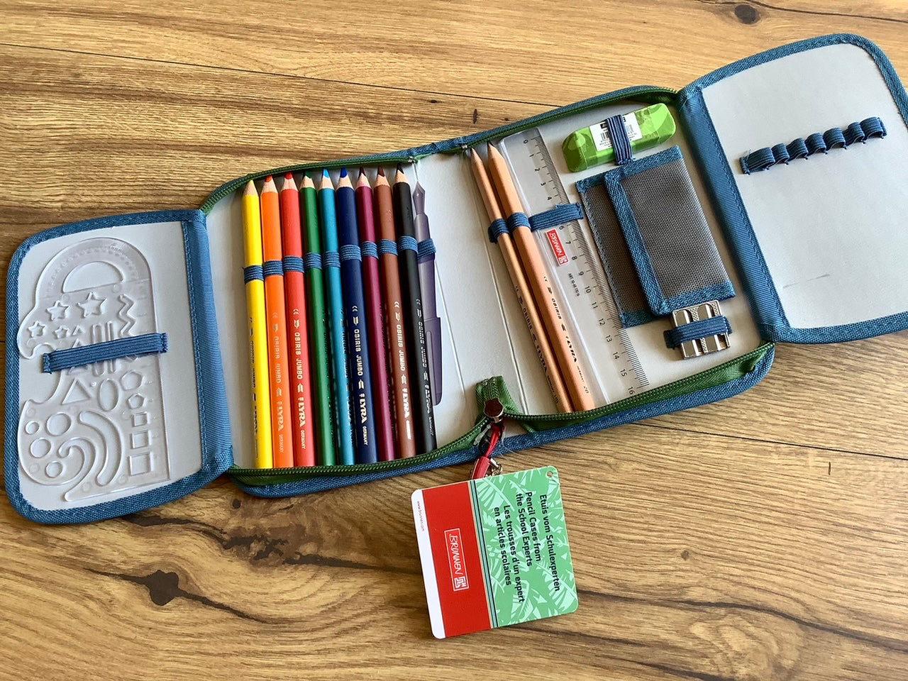Schul-Etui Dino 2 Klappen gefüllt BRUNNEN