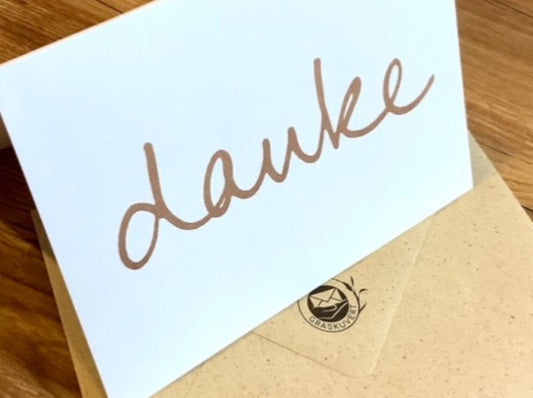 Briefkarte "danke" gold/weiß (Jordan/Kettcards)