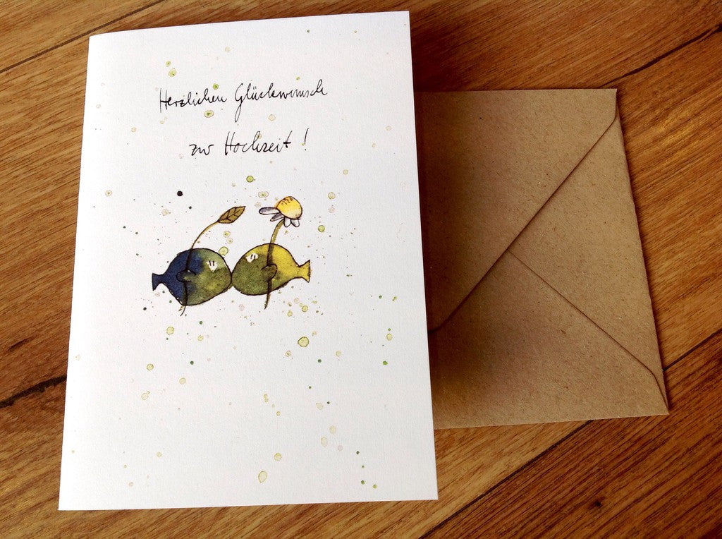 Klappkarte Hochzeitsfische (Erichsen) - Polly Paper