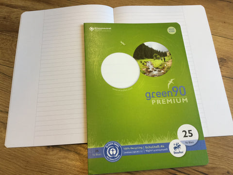 A4-Heft Lin.25 liniert weißer Rand Green 90g