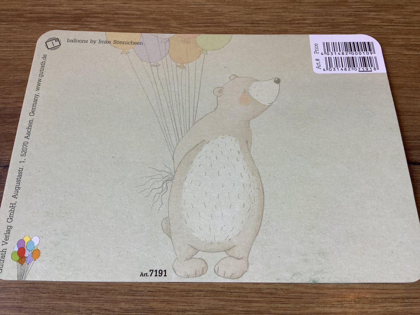 Postkarte Happy Bär+Ballons (Gutrath)