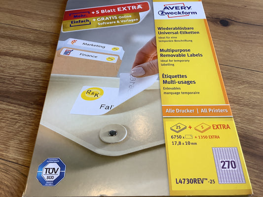 Etiketten Universal L4730REV ablösbar 18x10mm