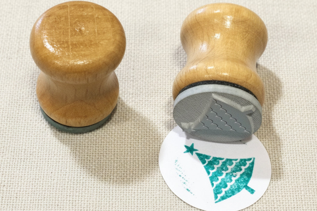 Ministempel aus Holz Motiv Weihnachtsbaum