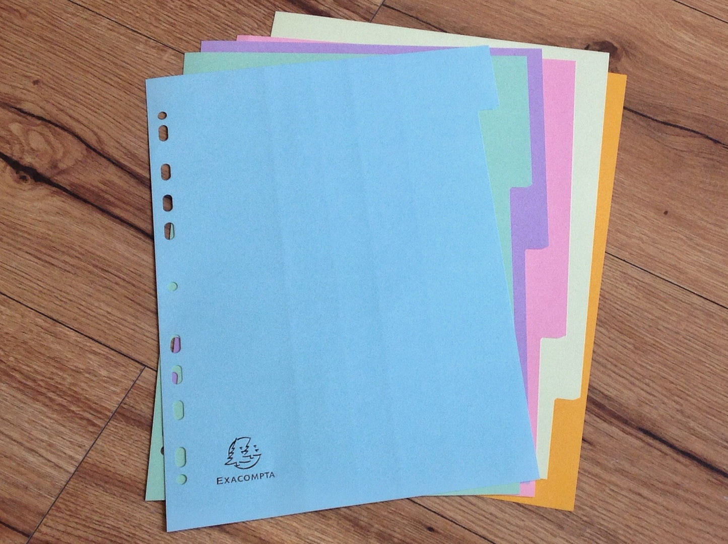 5-teiliges Register aus pastellfarbenem Recyclingpapier (pastellblau, -grün, gelb, -rosa, -lila)