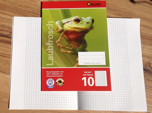A5-Heft Lin. 10 kariert mit weißem Korrekturrand