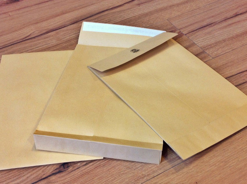 B4 Faltentaschen braun oF 4cm x10 - Polly Paper