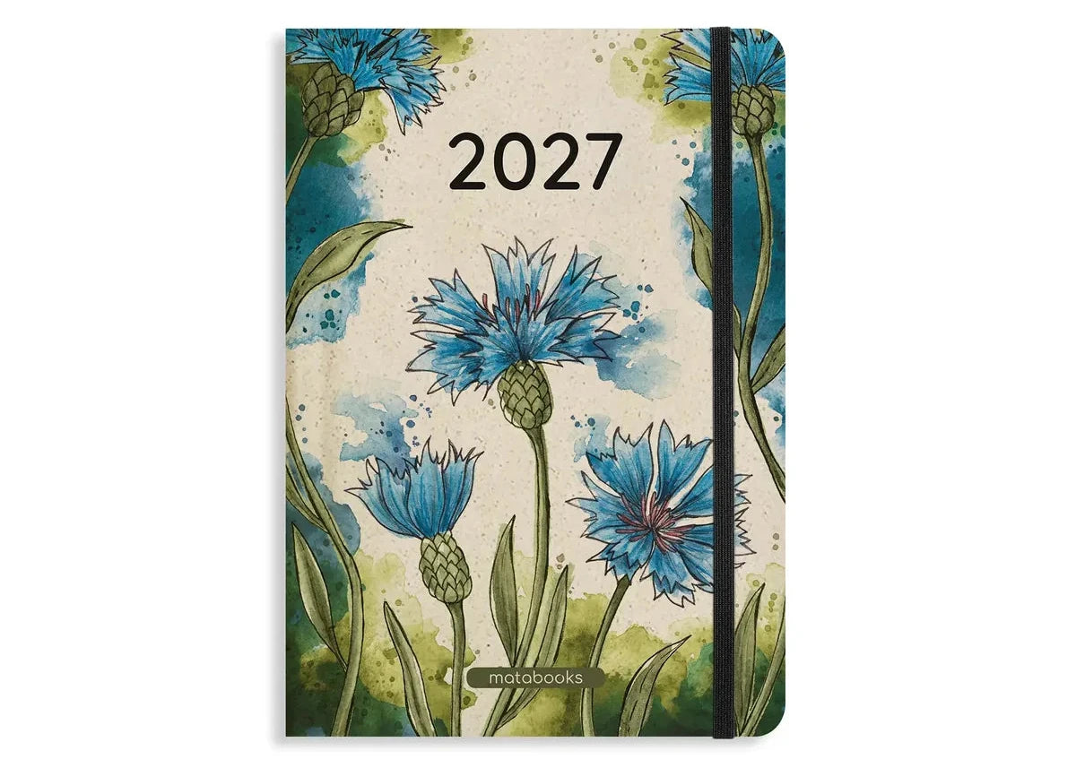 Wochenkalender A5 Kornblumen Graspapier vegan 2027