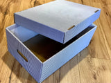 Plempelkiste 40x28x16 Papiertiger blau-weiß