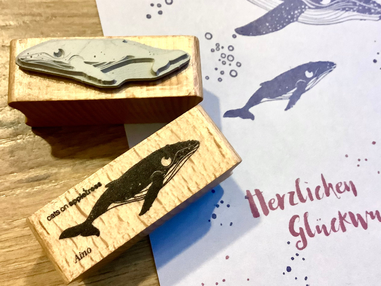 Holzstempel kleiner Wal„aino“