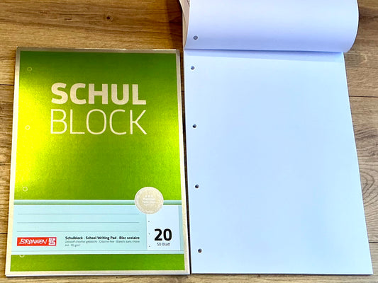 Schulblock A4 Lin.30 blanko gelocht 90g 50Bl BRUNNEN