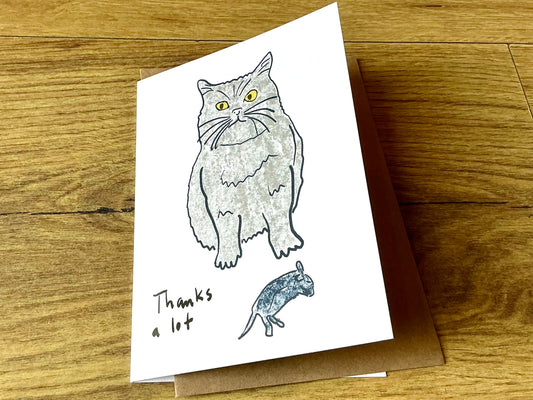 Briefkarte Thanks a lot Katze Maus SJJ