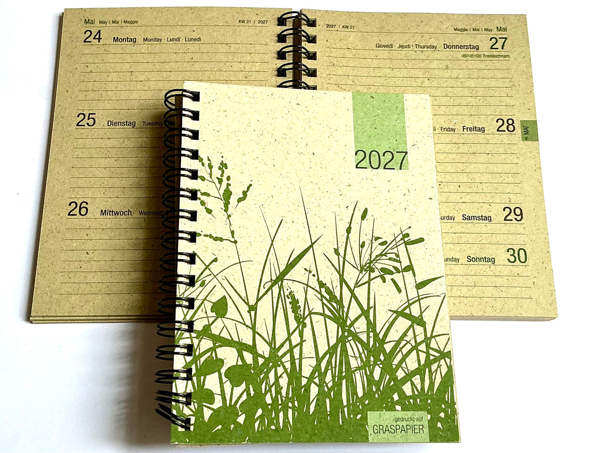 Taschenkalender Graspapier 10x14 Zettler 1W/2S 2027