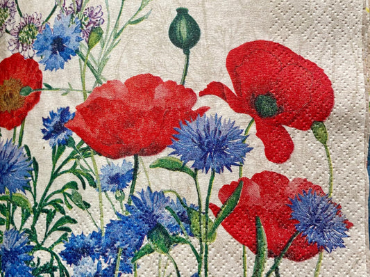 Servietten Mohn 25x25cm 100% Recycling