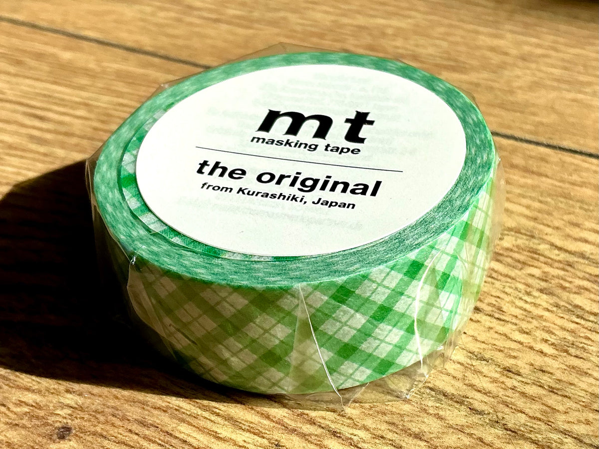 mt tape overlapped fine gingham check green 15mm 7m