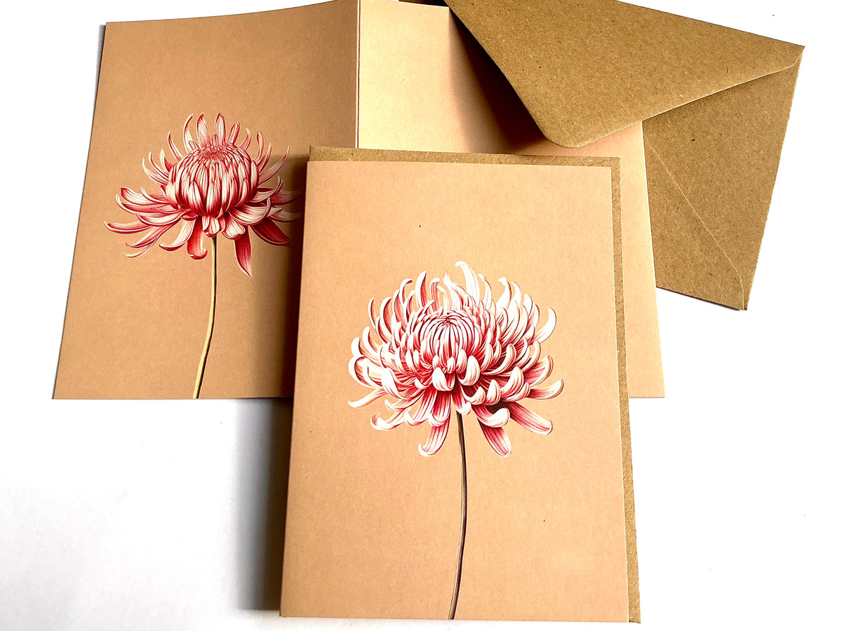 Doppel-Klappkarte A6 Chrysantheme ("30x40") Leporellokarte