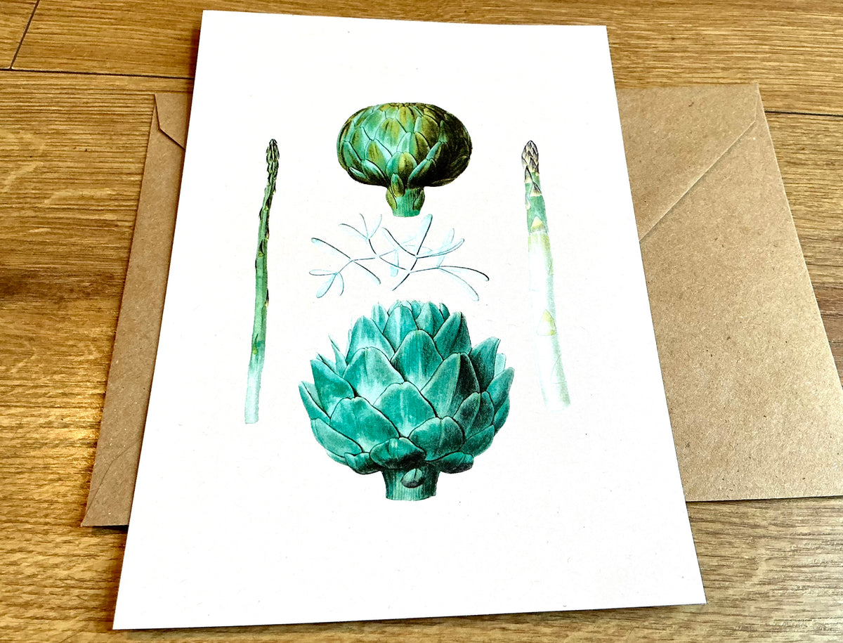 Grußkarte A5 Spargel + Artischocken „30x40“ RC