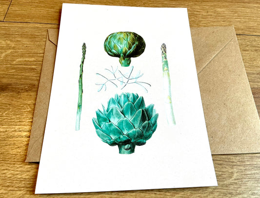 Grußkarte A5 Spargel + Artischocken „30x40“ RC